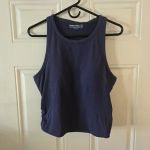 Outdoor Voices Women's Snug Fit Side Ruched Ribbed Tank Top Size Large NWT Blue thumbnail 4