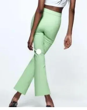 Zara Mint Green Flare Pants thumbnail 2