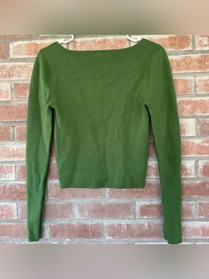Abercrombie Fitch Corset Top Sweater Women’s Medium Green Slim Fit Knit thumbnail 7