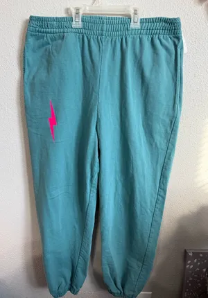 High Fitness, Bolt Sweatpants the color is Teal Size Medium thumbnail 1