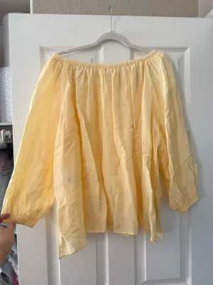 BNWT Zara ZW Collection Pastel Yellow Linen Blend Blouse thumbnail 9