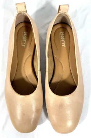 Born Womens Ballet Flats Size 9 M Beige Nude Leather Square Toe Slip On Shoes thumbnail 1