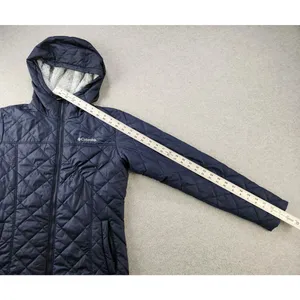 Columbia Copper‎ Crest Jacket SMALL quilted Soft Faux Fur Lined Hooded Navy Blue thumbnail 8