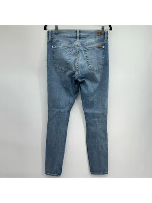 7 For All Mankind The Ankle Skinny Distressed Knee Holes Denim Jeans Size 29 thumbnail 4