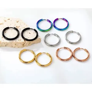 Unisex‎ Hoop Earrings Rose Gold Plated Silver Huggie Hoops, 9mm thumbnail 10