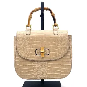 Fawn Design The Bamboo Shoulder Bag in Latte Faux Croc Purse Limited Edition NEW thumbnail 3