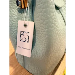 Pretty Persuasions Bamboo Handle Pebble Leather Bucket‎ Sage Green Crossbody NwT thumbnail 2