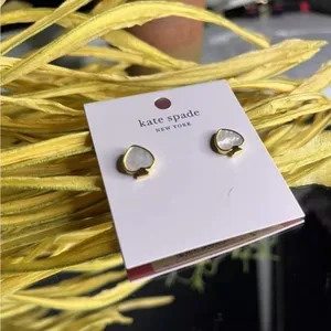 Kate Spade Gold Heart Faux Pearl Stud Earrings NWT thumbnail 3