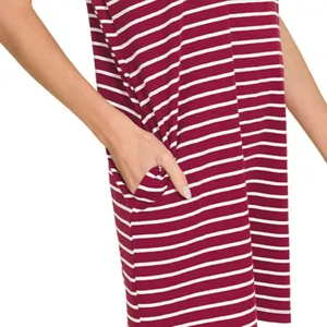 Zenana Contrast Trim Striped T-shirts‎ Dress thumbnail 3