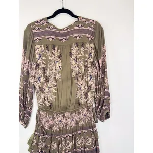 Free People Womens Dress Green Moonlight Floral Mini Smocked A Line Boho Small thumbnail 9