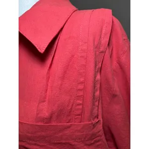 Aura Oversized Shirt Dress Large Rust Red Linen Cotton‎ Pleated Boho Tunic thumbnail 7