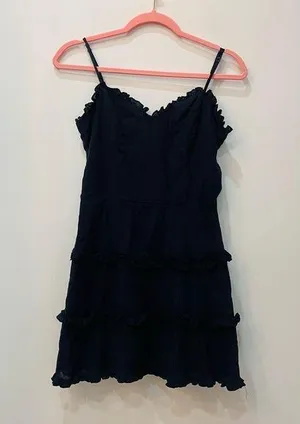 francesca's navy blue tiered dress sz small thumbnail 1