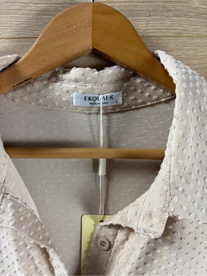 EKOUAER Beige Dot-Textured Button-Front Lounge Set NWT Large thumbnail 6