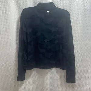 Women's Yogalicious black camo print long sleeve 1/4 zip pullover top. thumbnail 4