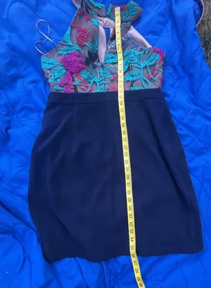 Harlyn Floral Embroidered Halter Keyhole Cocktail Dress with Tulip Wrap Skirt thumbnail 12