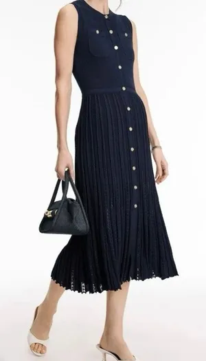 Maje Navy Sleeveless Knit Midi Dress Size 40 ( US 8) thumbnail 1
