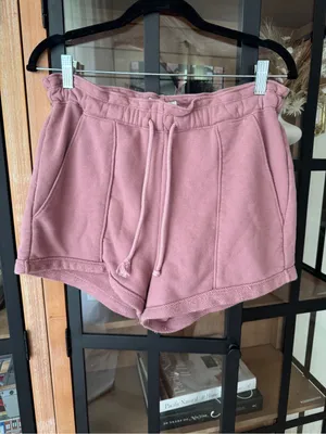 Abercrombie soft a&f sweat shorts paperbag waist high rise mauve dusty rose thumbnail 5