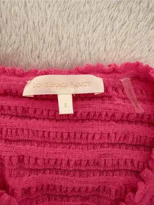 LoveShackFancy Celosia Tiered Ruffle Cardigan in Lovestruck Pink Size Small thumbnail 4