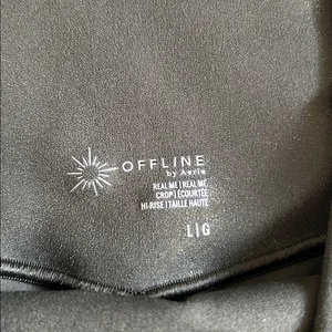 Aerie Offline real me crop high rise leggings/bike shorts green gold shimmer L​ thumbnail 3
