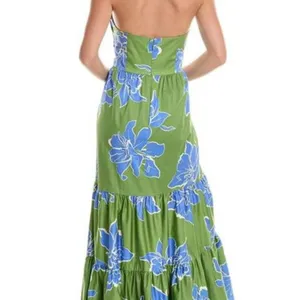 Anthropologie Hutch Floral Halter Maxi Dress NEW (green w/blue) thumbnail 7