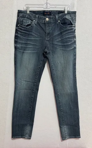 7 For All Mankind Women's Skinny Jeans - Dark Grey Blue Wash thumbnail 1