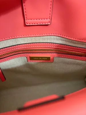 NWT Tory Burch Ella Small Tote in Coral Crush thumbnail 3