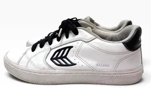 Cariuma Salvas White Leather Black Logo Low Top Sneakers - W 9 / M 7.5 thumbnail 1