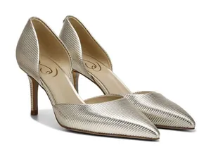 Sam Edelman Z56103 Viv Platinum Metal Leather d'Orsay Pointed Toe Pump Size 7 thumbnail 1