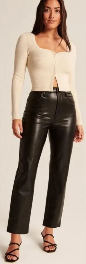 Abercrombie & Fitch‎ Ankle Straight Ultra High Rise Faux Leather Pants Sz 25 / 0 thumbnail 1