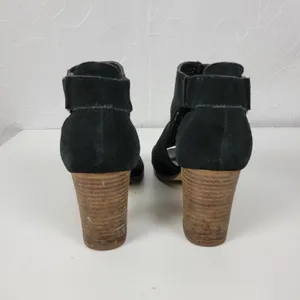 Marc Fisher Deztin Womens Sandals Size 8.5 Black Suede Peep Toe Cutout Heels thumbnail 4