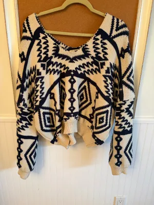 Boutique The Salty Babe Blue and White Sweater thumbnail 1