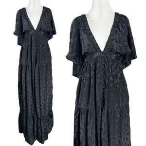 Free People Ethereal Witchy Fairy Cha Cha Maxi Dress Black Medium Bohemian Goth thumbnail 5