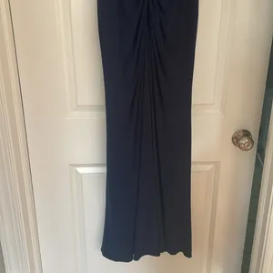 Adrianna Papell Navy Blue V Neck Short Sleeve Stretch Gown Size 4 Formal thumbnail 11