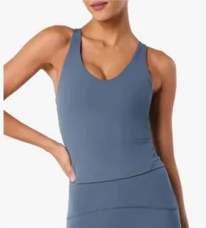 Spanx Better Base Active V-Neck Shelf Tank Blue Sz Large NWT $80 thumbnail 1