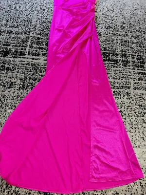 Emerald Sundae Hot Pink Satin Open Back Maxi Dress Sz Medium! thumbnail 14