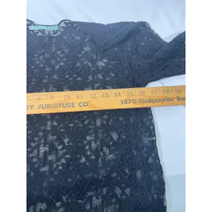 Maurice Black Lace Sheer‎ Women Tunic Top 3/4 Sleeve Layering Boho Chic M thumbnail 4