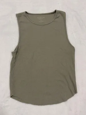 American Eagle Sage Green Ribbed High Neck Tank Top - Small thumbnail 1