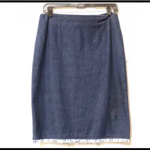 Vintage 90s Western Denim Pencil Jean Skirt Floral Ruffle 10 Bloomingdale’s USA thumbnail 2