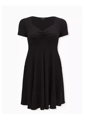 Torrid L 12 Black Sweetheart Rib Knit Fit Flare Dress Pockets NWT thumbnail 6