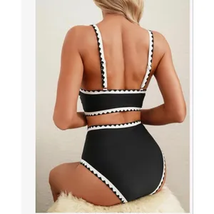 NEW Bikini Set Whip Stitch 2 Pc Swimsuits High Waist Scoop L thumbnail 2