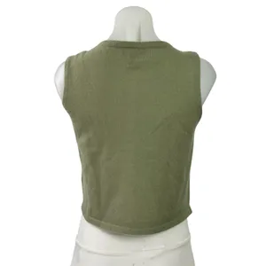 House of Harlow 1960 Green 100% Cashmere Button Up Tank Crop Cardigan Sweater XS thumbnail 3