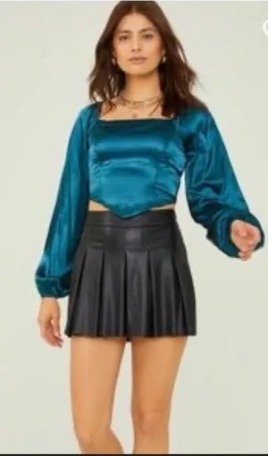 Altar’d State Calli Smocked Blouse Hunter Green‎ Medium NWT thumbnail 1