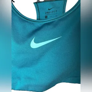 Nike Dri-FIT‎ Swoosh Sports Bra S Teal Blue Racerback Workout Athletic thumbnail 4