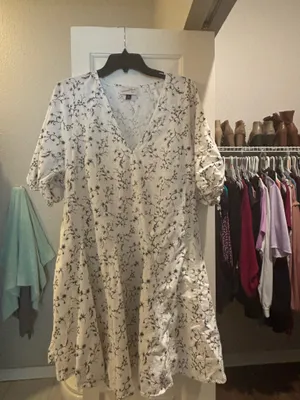 Women's Bell Elbow Sleeve Mini A-Line Dress - Universal Thread™ White Floral thumbnail 3