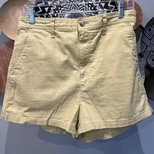 Madewell Women Yellow Herringbone Pull On Shorts High Rise Cotton Blend Size L thumbnail 1