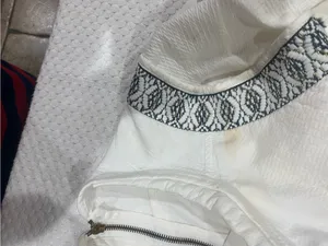 Zara White Textured Zip-Front Jacket with Patterned Trim thumbnail 11