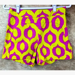 Anthropologie 'Cartonnier' Tailored Remy Shorts Hot Pink Yellow Green sz 4 thumbnail 5