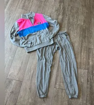 PINK Victoria’s secret Gray Tracksuit with Pink and Blue Accents thumbnail 1