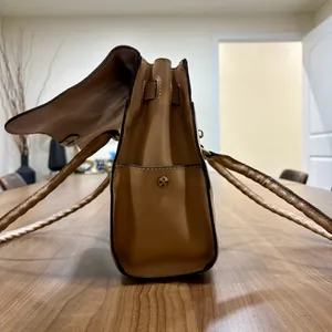 Patricia Nash Vienna Leather Satchel Bag - Tan (Immaculate Interior) thumbnail 4