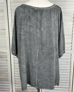 Dark Gray Acid Wash Short Sleeve Tee-XXL thumbnail 2